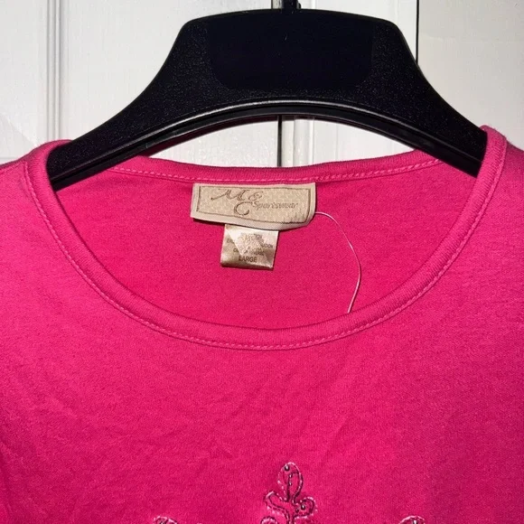 M&C Sportswear Women Long Sleeve Pink Snowflake T-Shirt Size L NWT hot pink - Picture 4 of 9